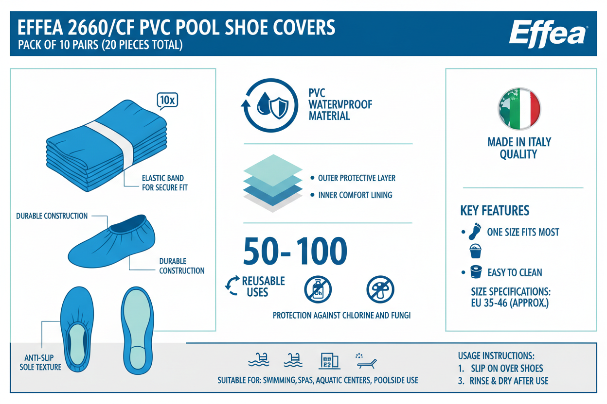 Effea PVC Shoe Covers Pool 2660/CF Pack 10 Pairs Blue