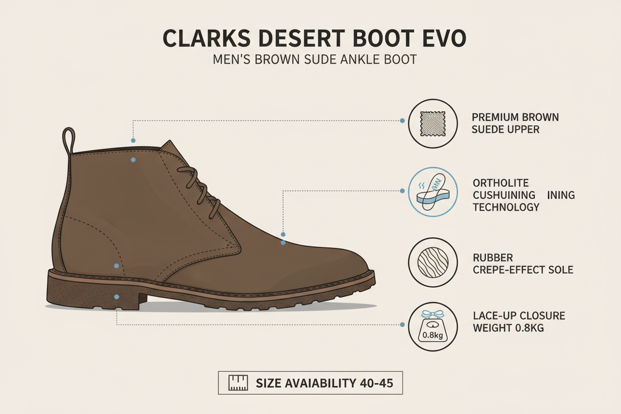 Clarks Desert Boot Evo Men's Brown - Suede Ankle Boot