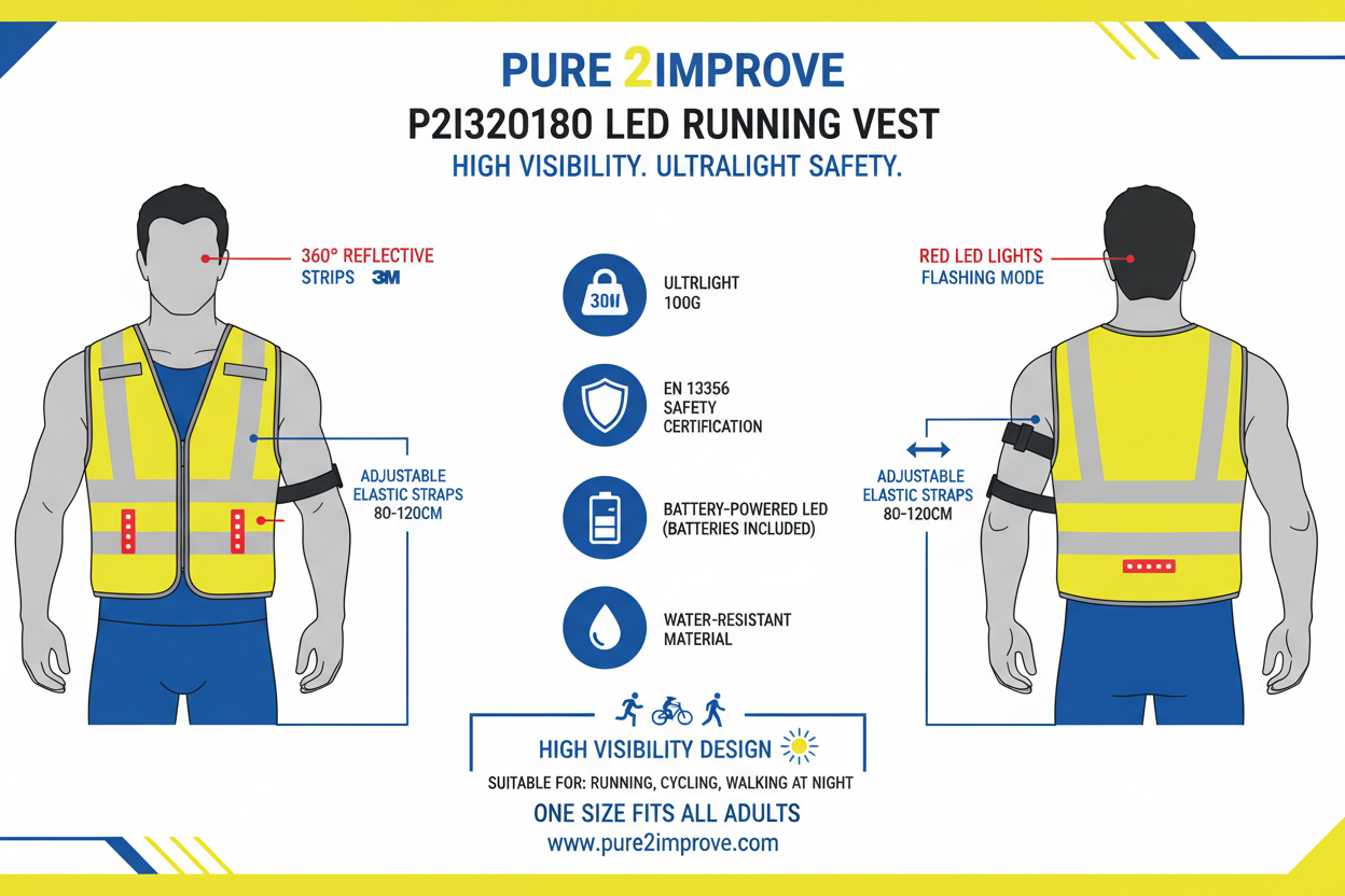 Pure 2Improve Gilet Running LED P2I320180 Yellow Riflettente