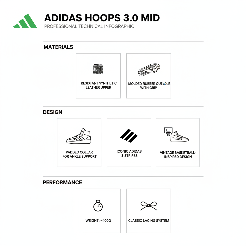 Adidas Hoops 3.0 Mid GW3020 Black White Sneakers