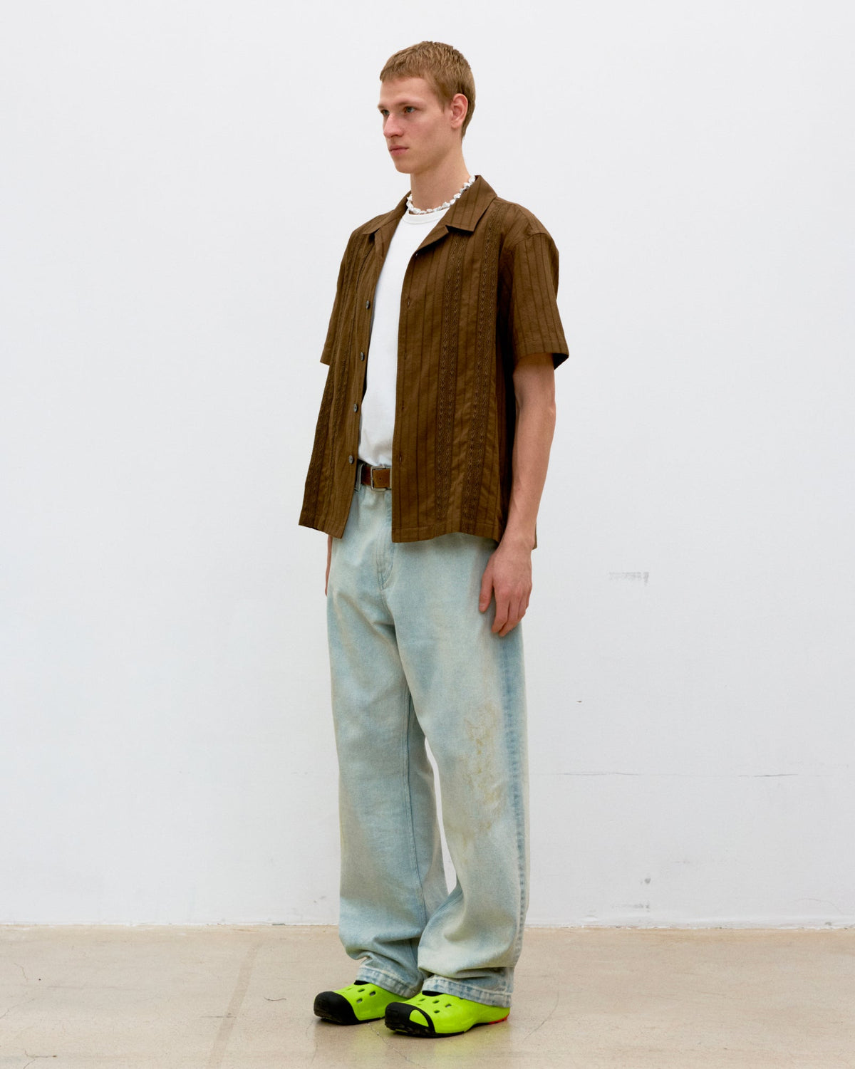 Camicia SS Guayabera Marrone