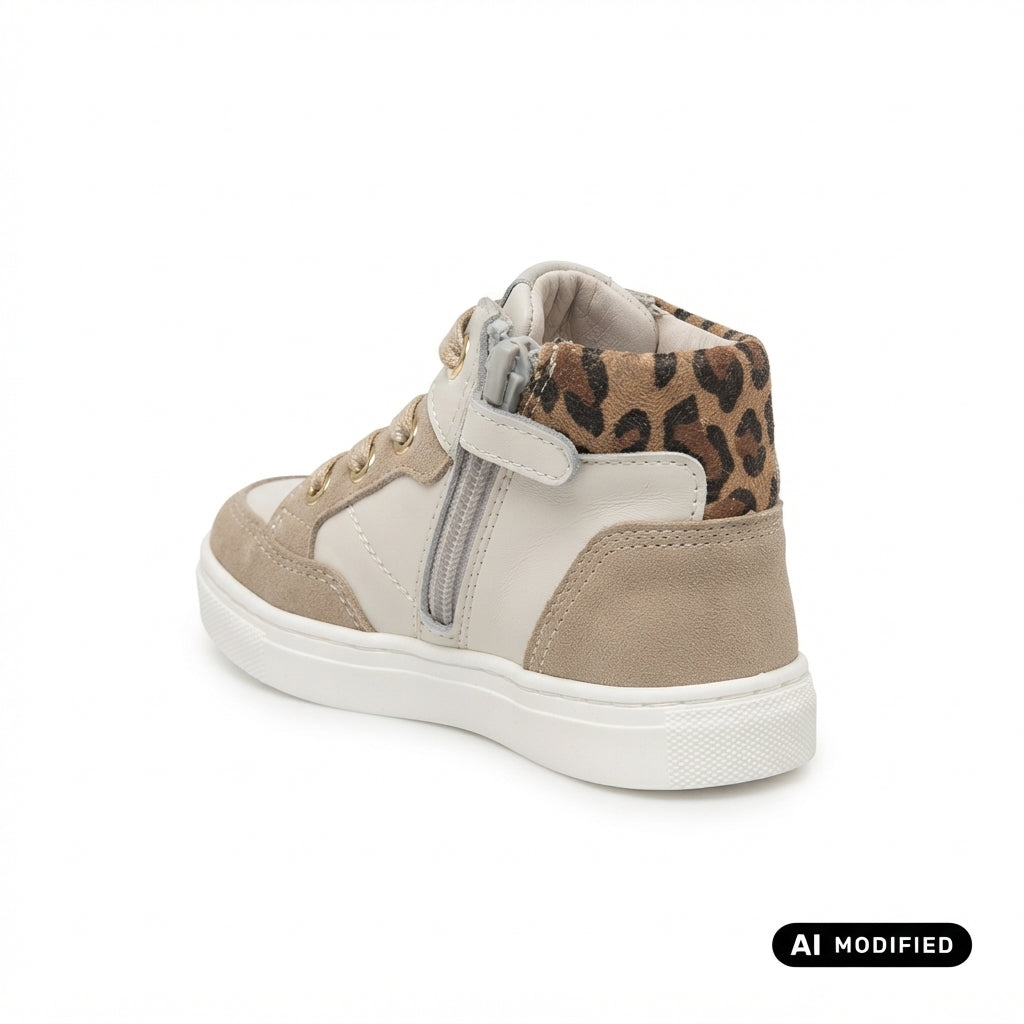 Balducci scarpa sneakers alta con laccio e cerniera da bimba BUTT1972 beige