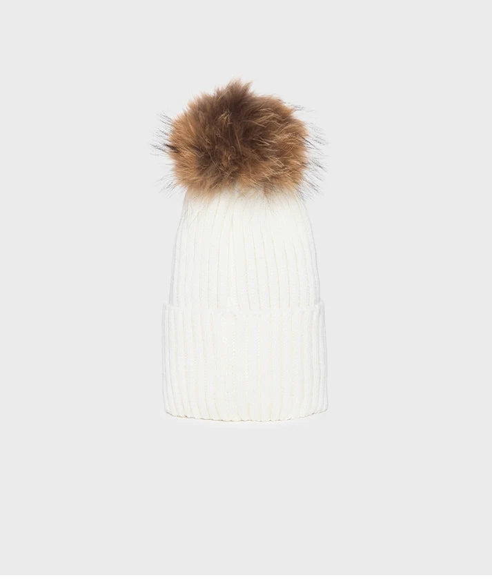 RefrigiWear Snow Flake Hat B05518 MA9083 A00010 Donna Bianco - Berretto con Pompon