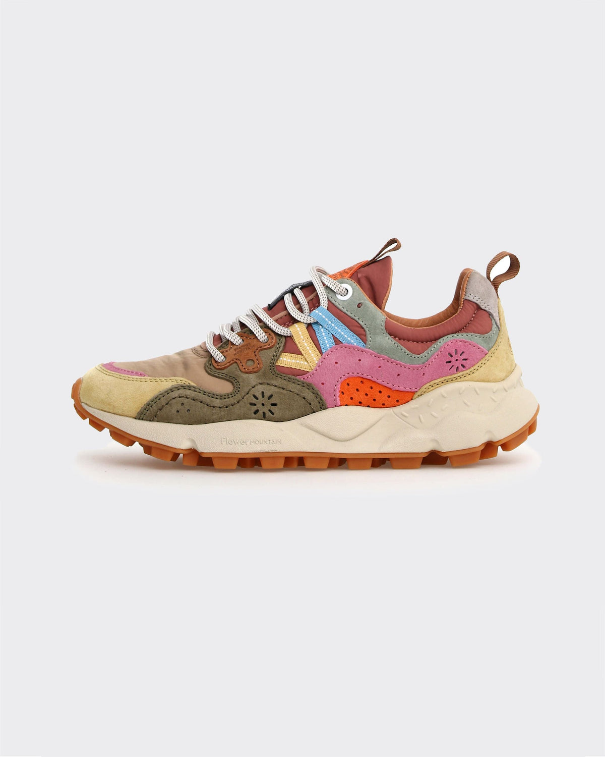 Sneakers Yamano 3 Woman Suede-Nylon Cream/Military/Pink