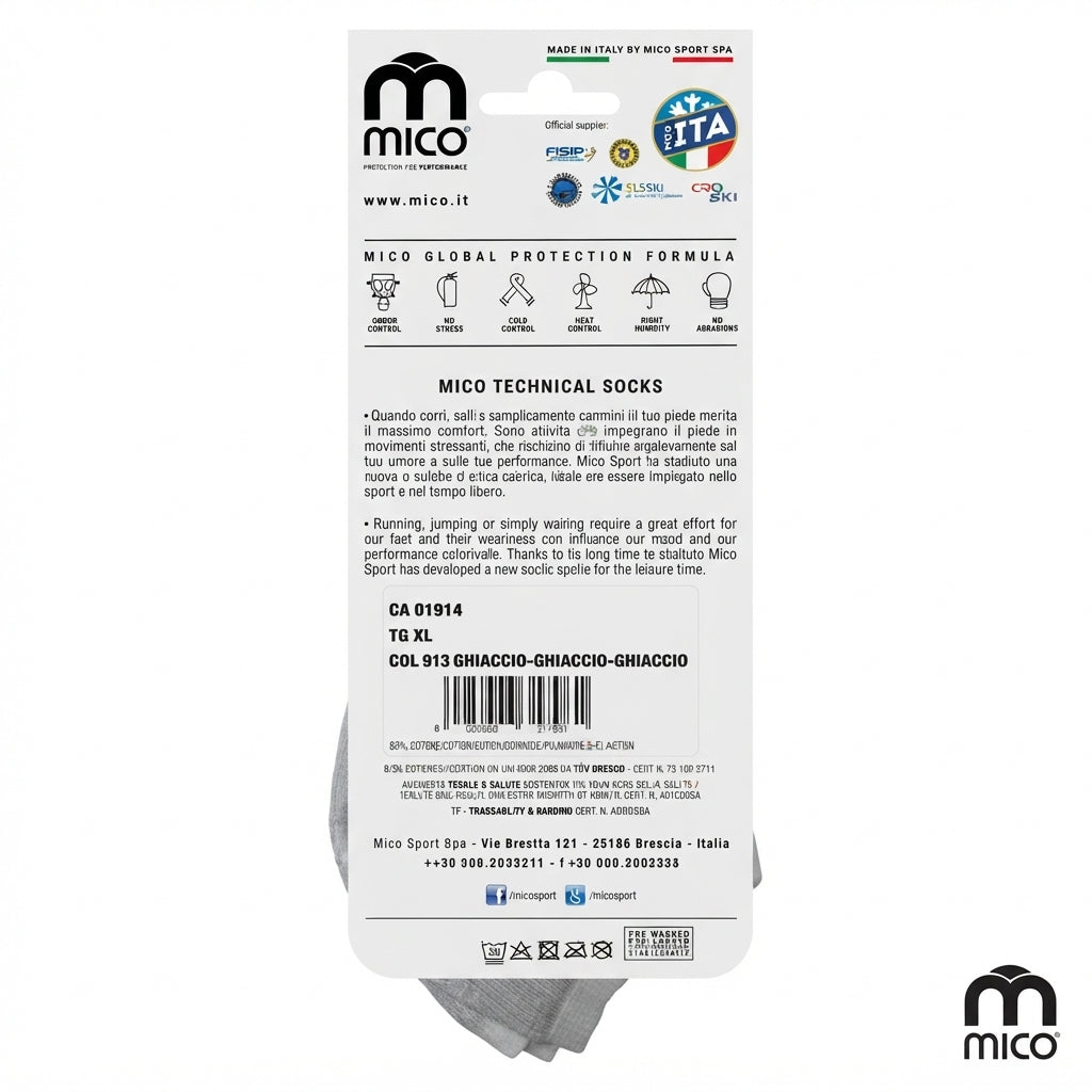 Mico calza fantasmino unisex CA01914 913 ghiaccio - confezione da 3 paia