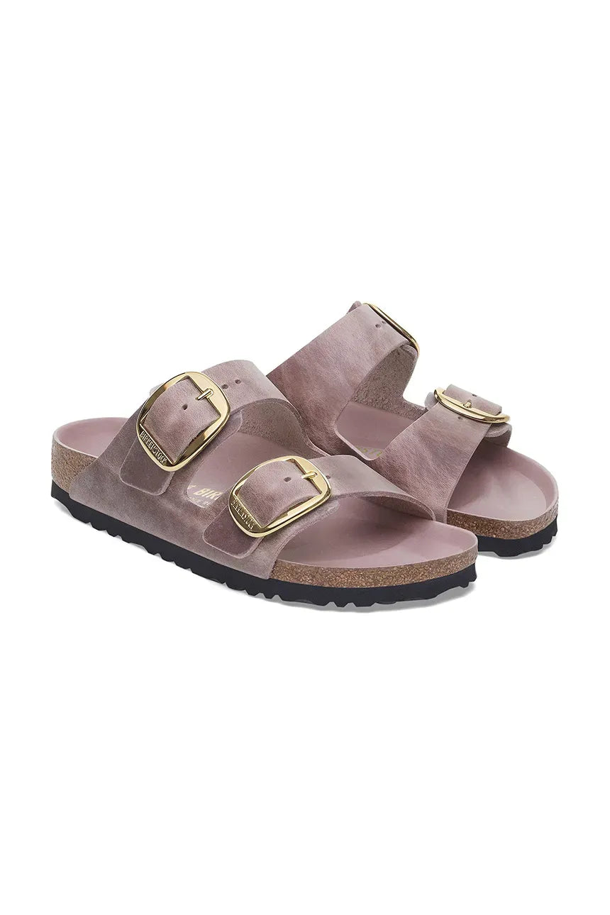 Birkenstock Ciabatta Donna Arizona Big Buckle Pelle Ingrassata Lavanda Pianta Stretta