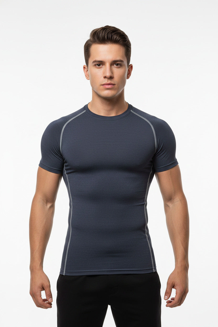 Maglietta Sportiva Uomo Elasticizzata Manica Corta Slim Fit