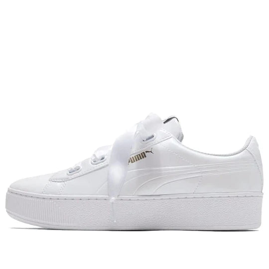 Puma Women's Vikky Platform Ribbon 366419 02 White Wedge Sneakers