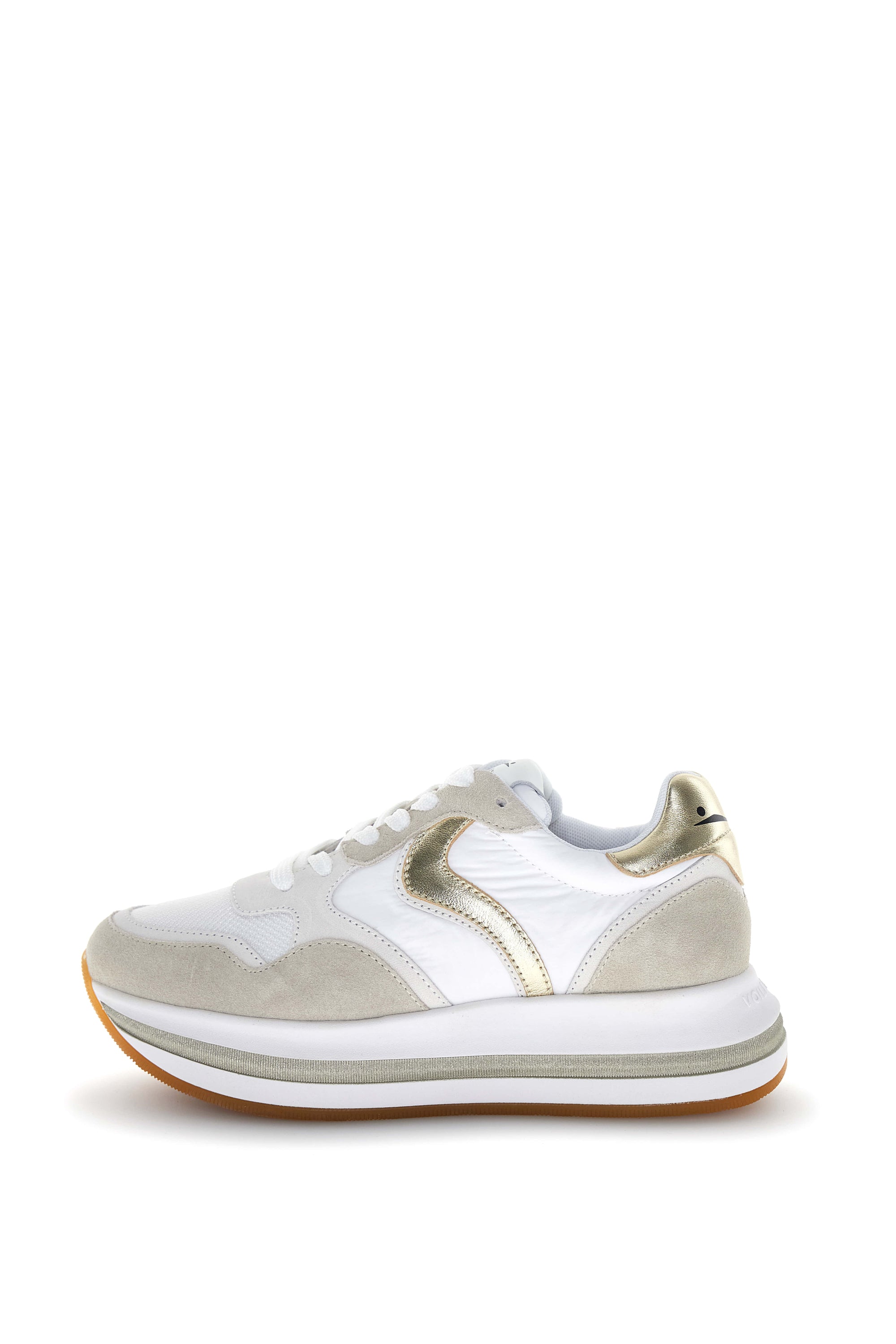 Voile Blanche Sneakers in suede e tessuto tecnico Beige-Platino