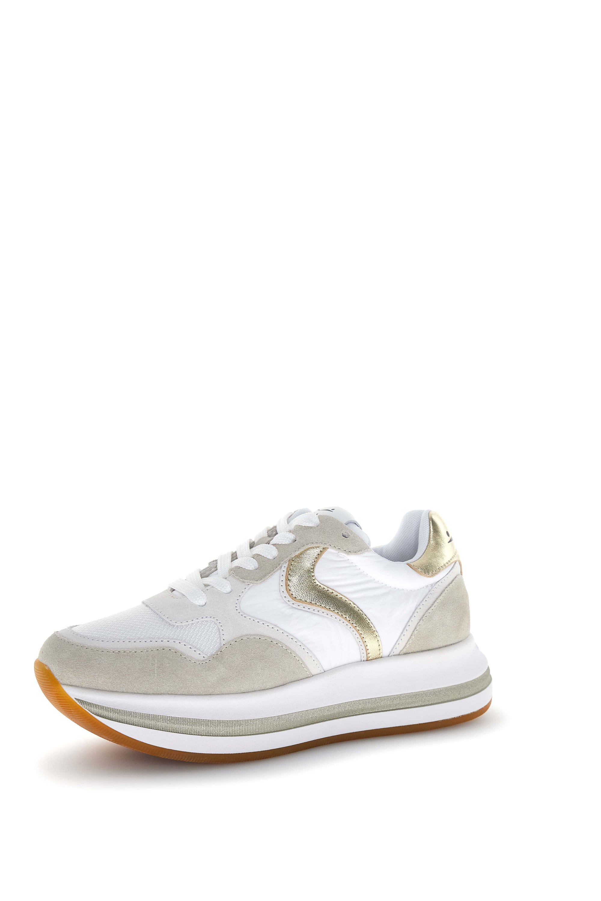 Voile Blanche Sneakers in suede e tessuto tecnico Beige-Platino
