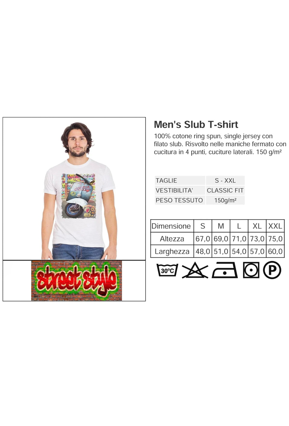 T-Shirt Vespa Boy Scoot Urban Uomo 100% Cotone