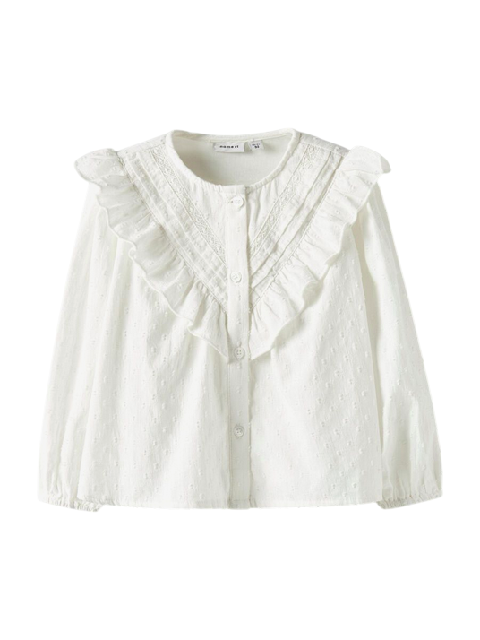 name it NMFTASHJA 13251619 Cloud Dancer Bianco - Camicia Elegante Bambina Cerimonia 2-8 Anni