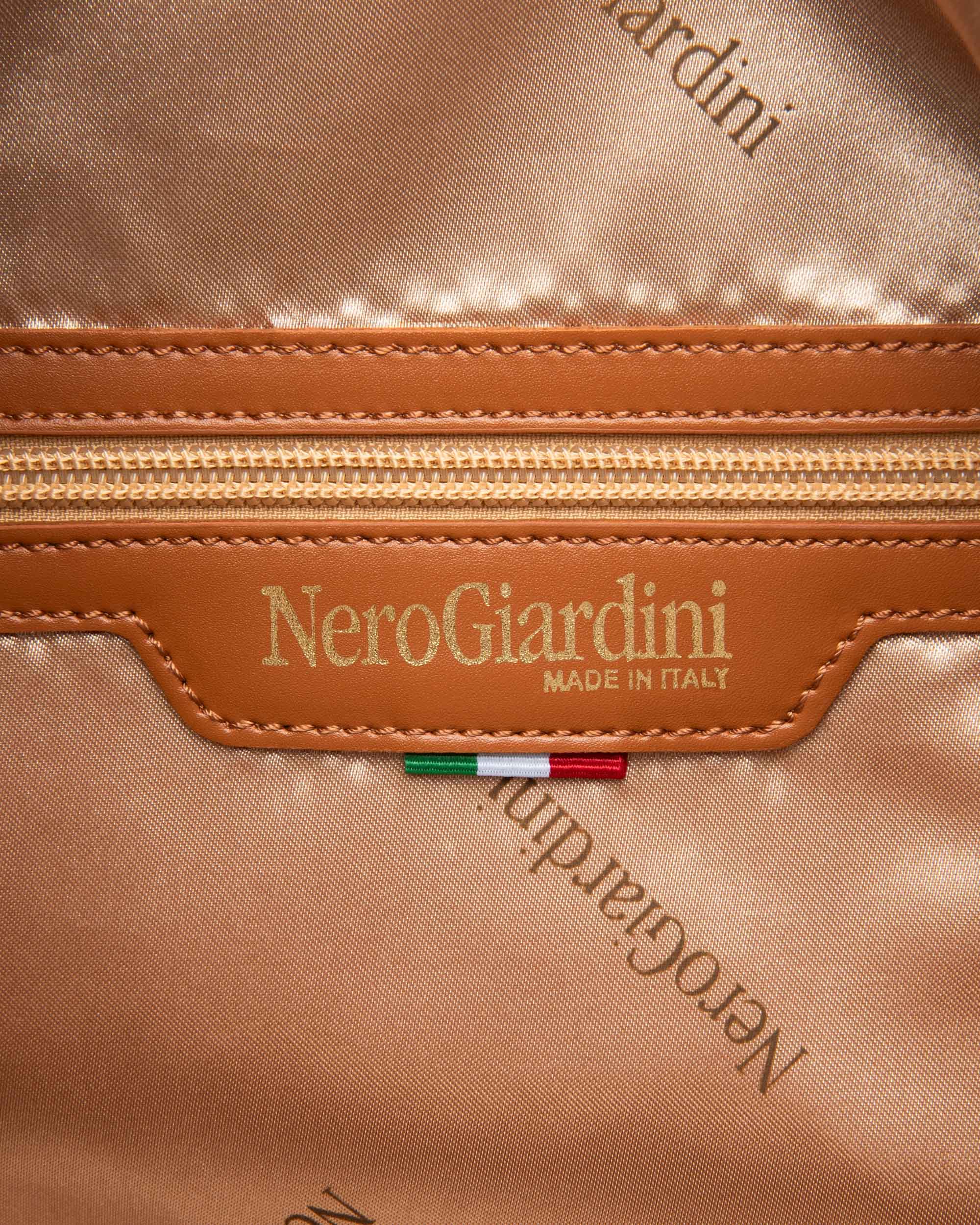 Shopper Nero Giardini Jeans e profili Cuoio