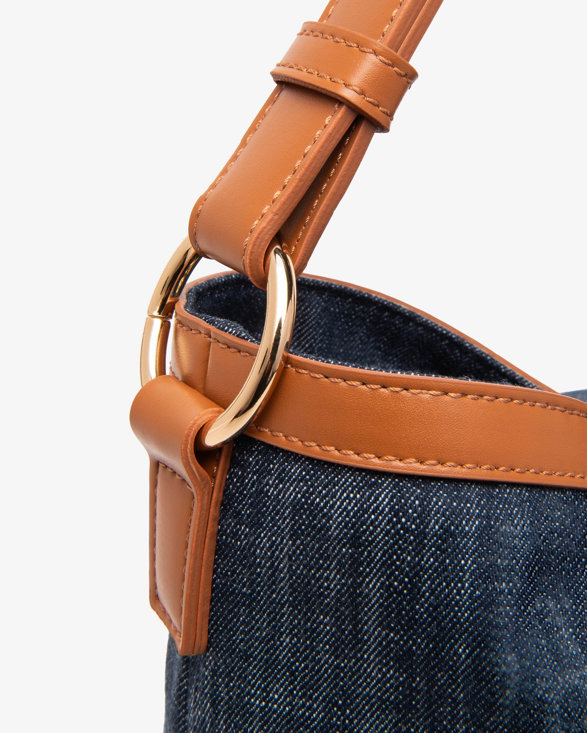 Shopper Nero Giardini Jeans e profili Cuoio