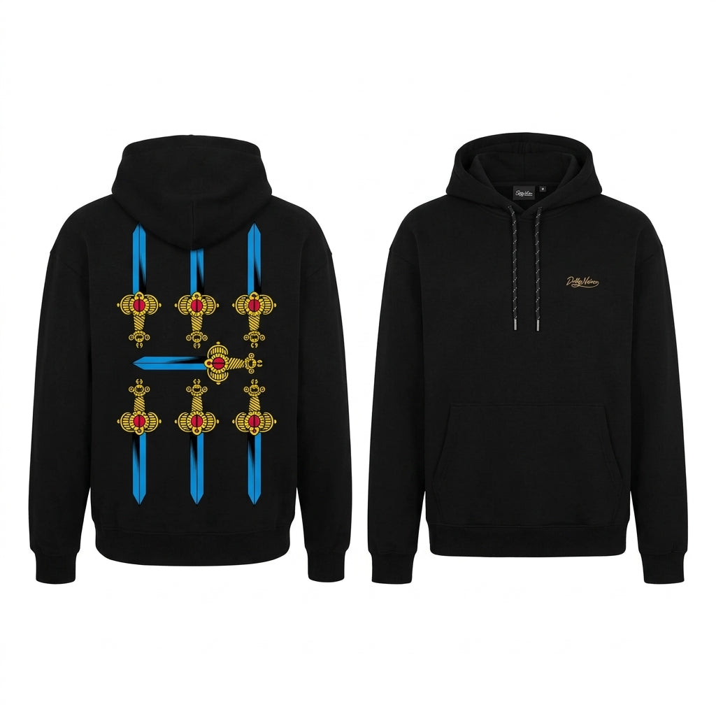 Dolly Noire felpa con cappuccio da uomo Sette di Spade - Napoletane Hoodie SW1363-GQ-01 nera