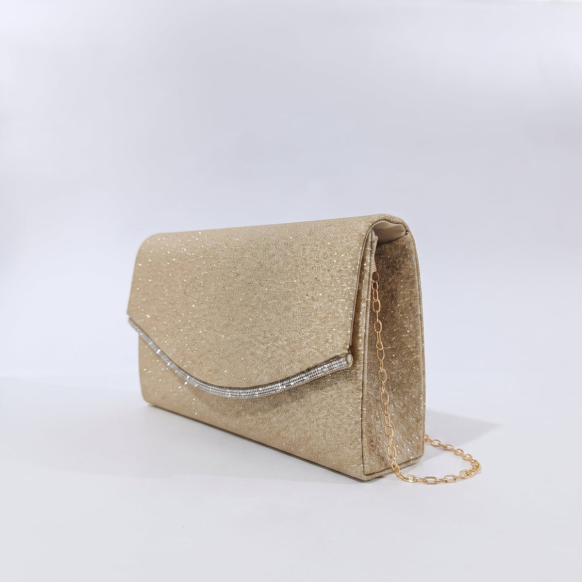 Pochette Busta con Strass Oro