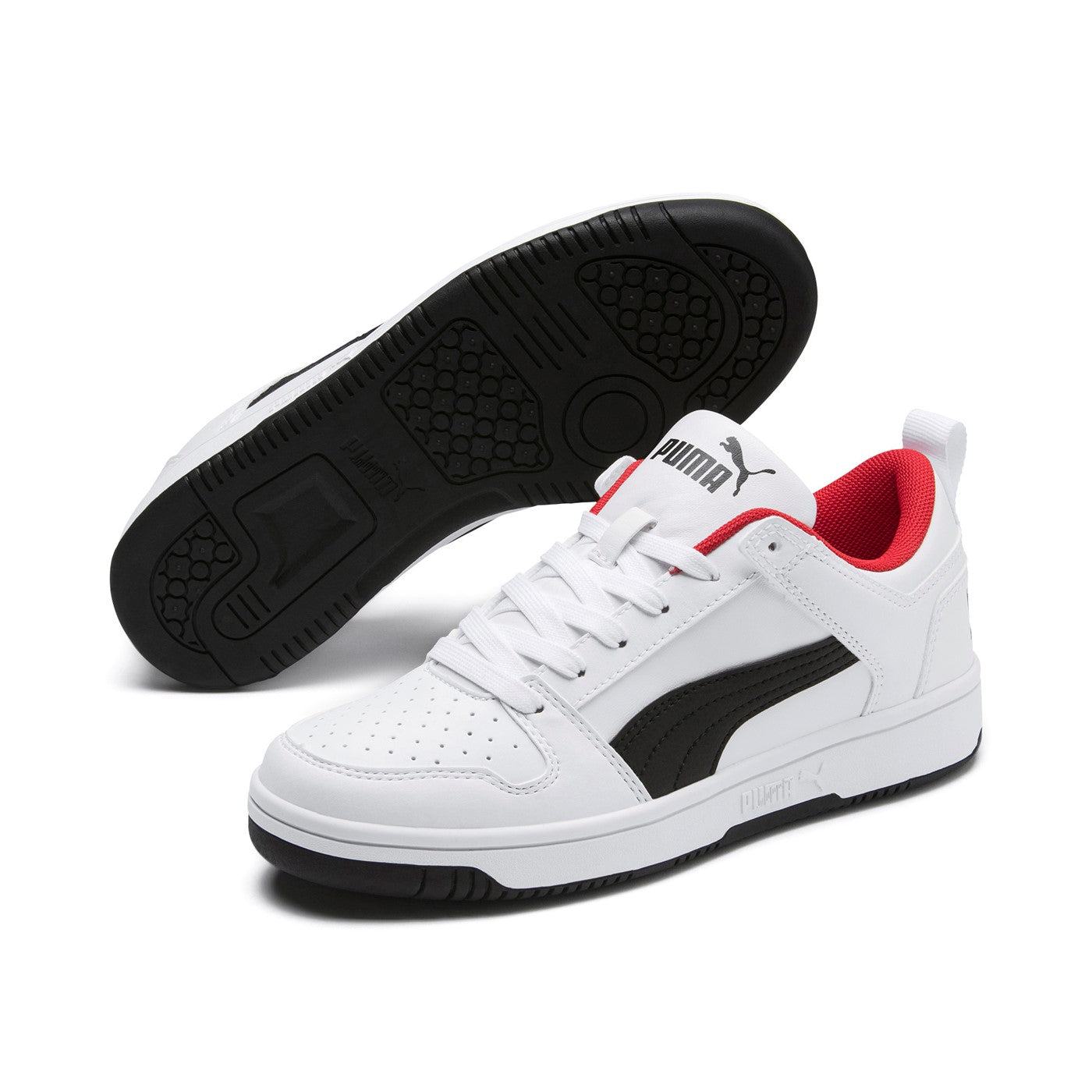 Puma Rebound Layup 370490 01 white black boys' sneakers