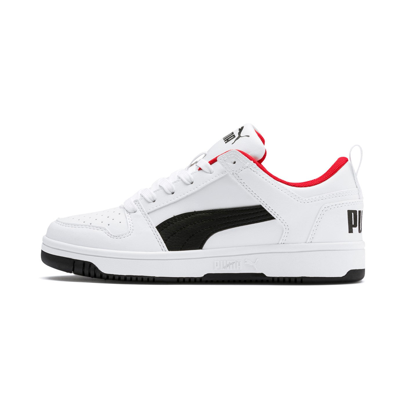 Puma Rebound Layup 370490 01 white black boys' sneakers