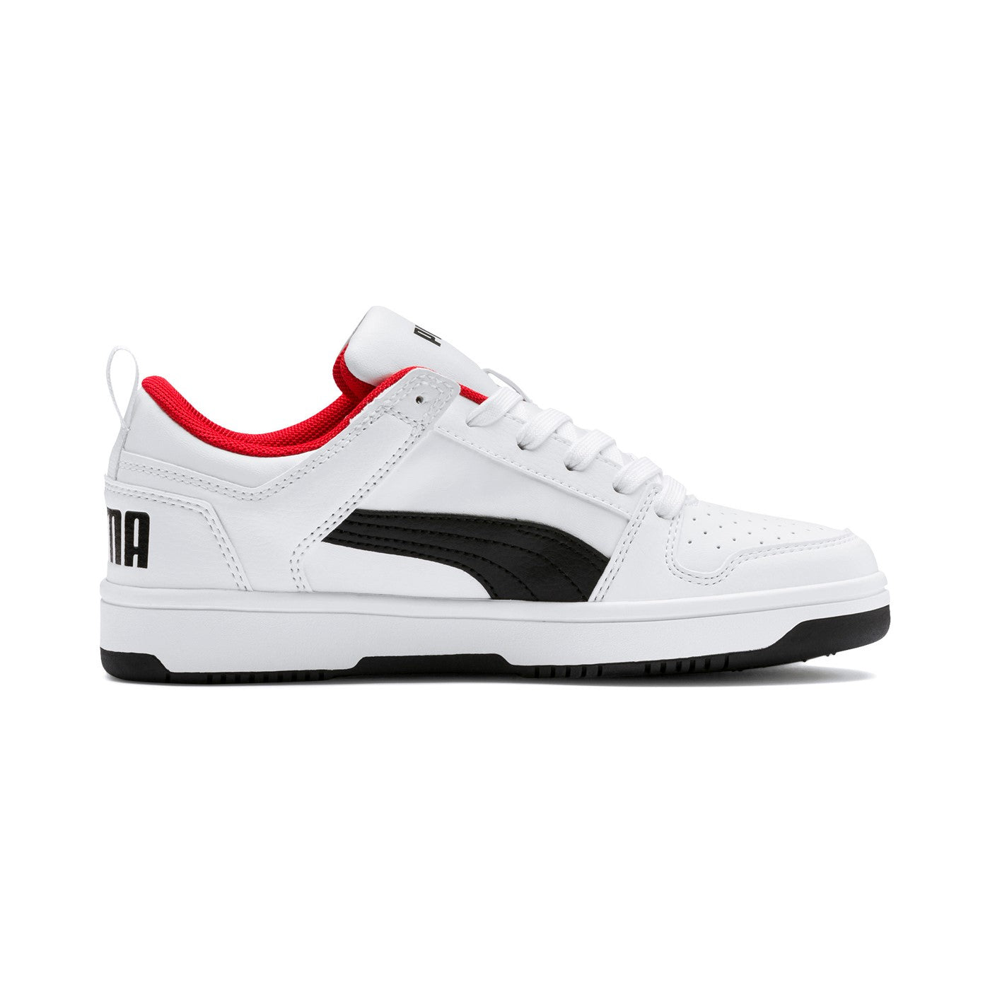 Puma Rebound Layup 370490 01 white black boys' sneakers