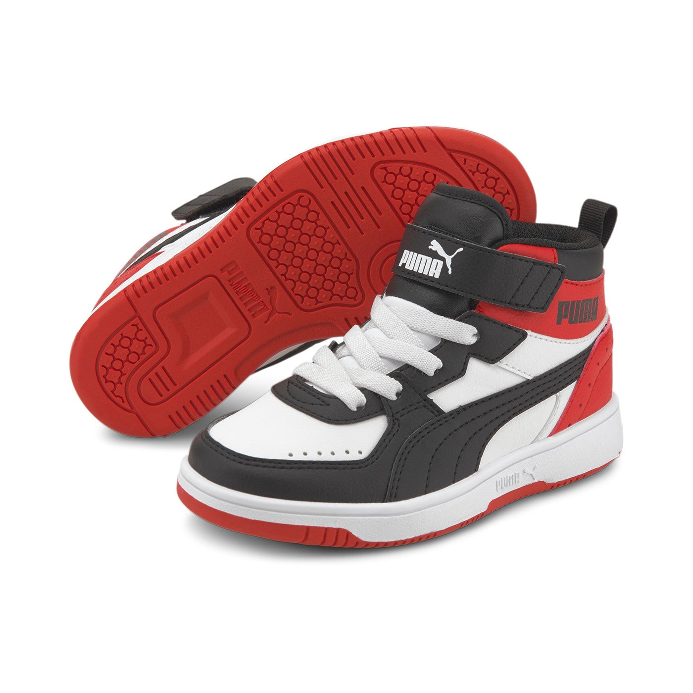 Puma Rebound JOY Blocked AC PS children's high-top sneakers 374688 03 white-black-red