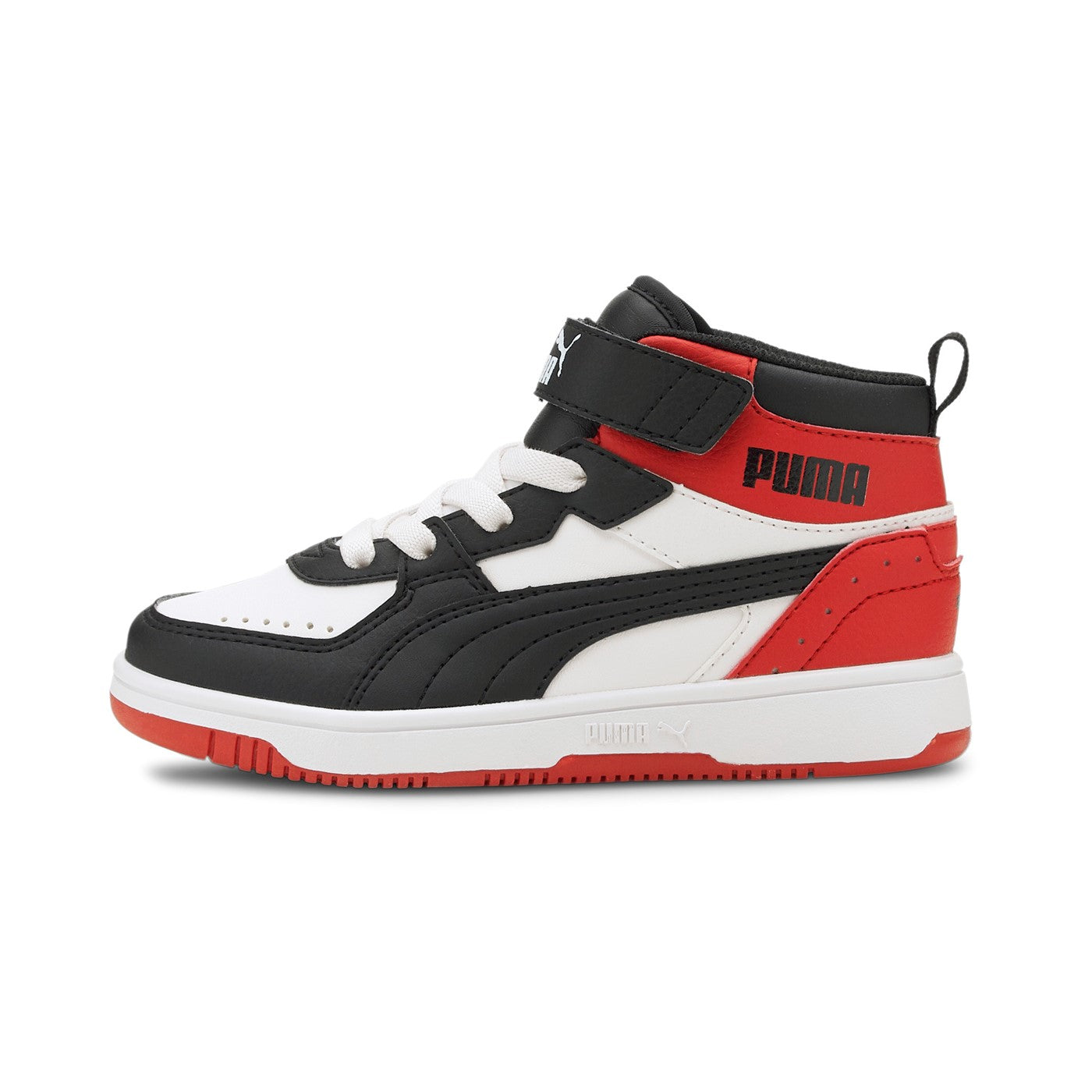 Puma Rebound JOY Blocked AC PS children's high-top sneakers 374688 03 white-black-red