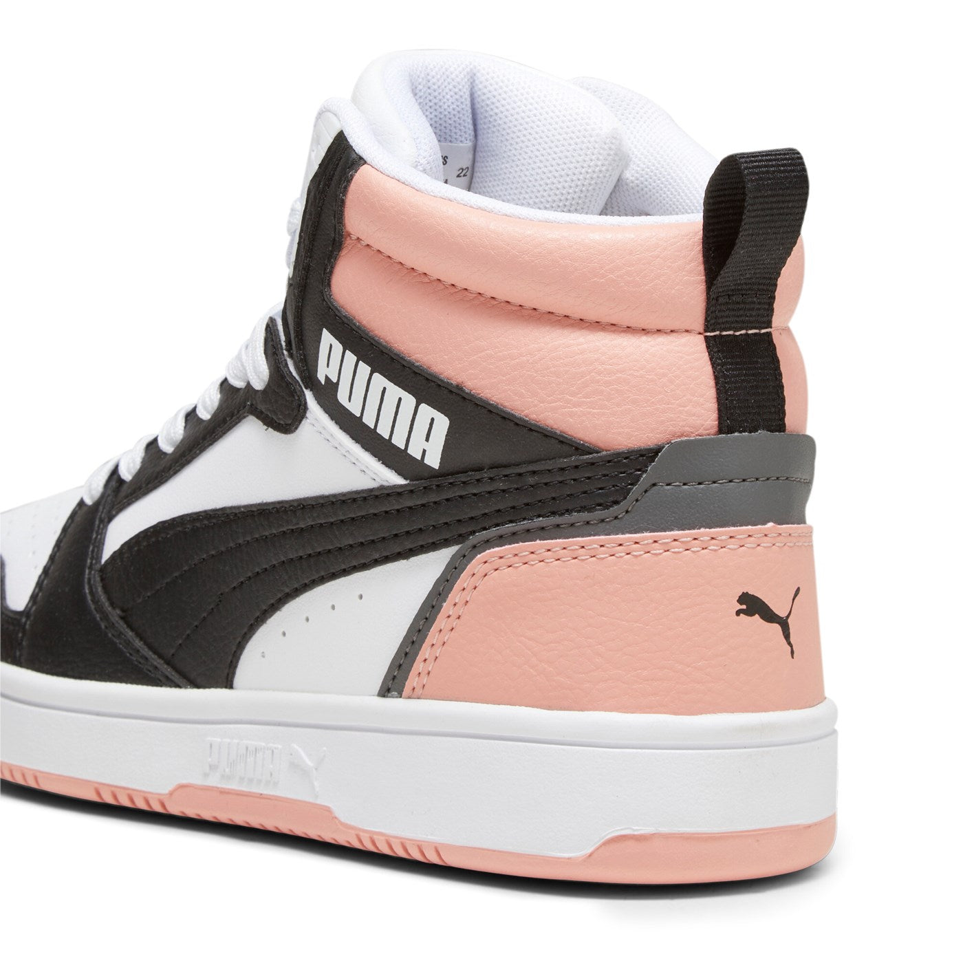 Puma Girls' Rebound v6 Mid High-Top Sneakers 393831 07 White-Black-Pink