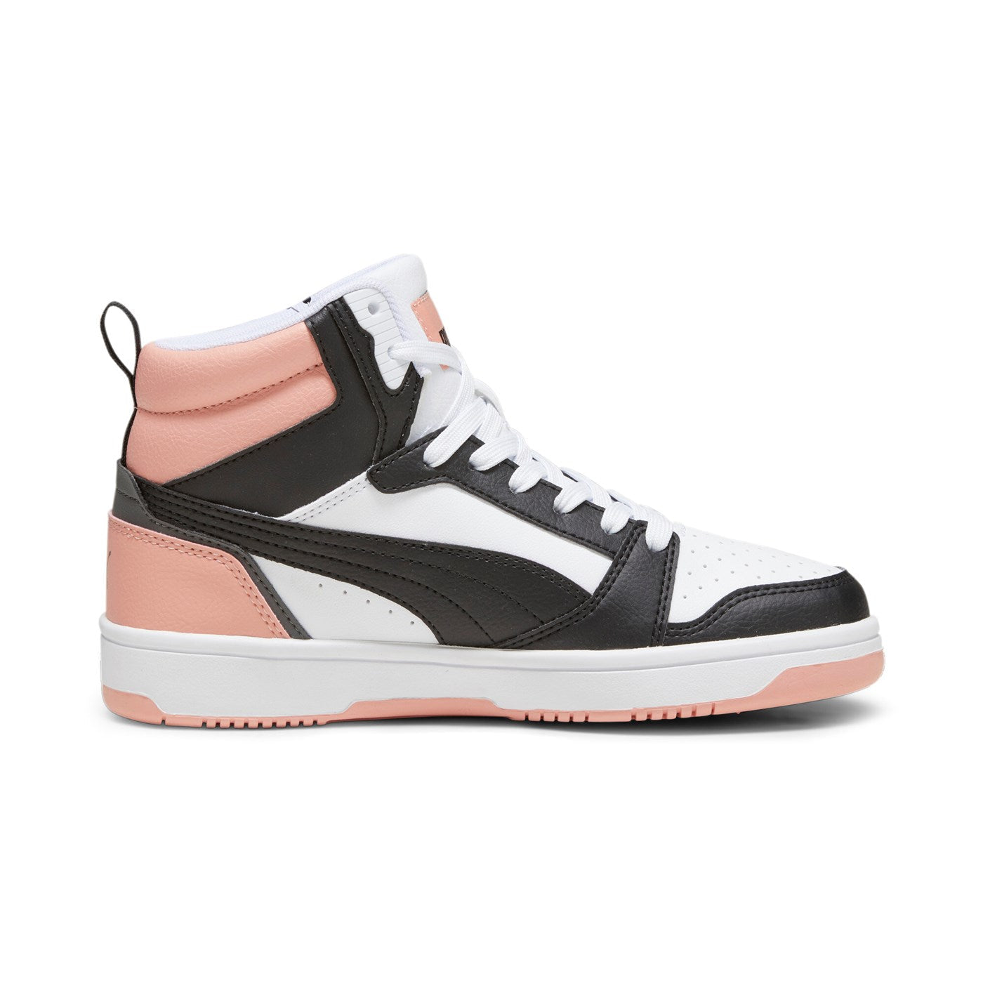 Puma Girls' Rebound v6 Mid High-Top Sneakers 393831 07 White-Black-Pink