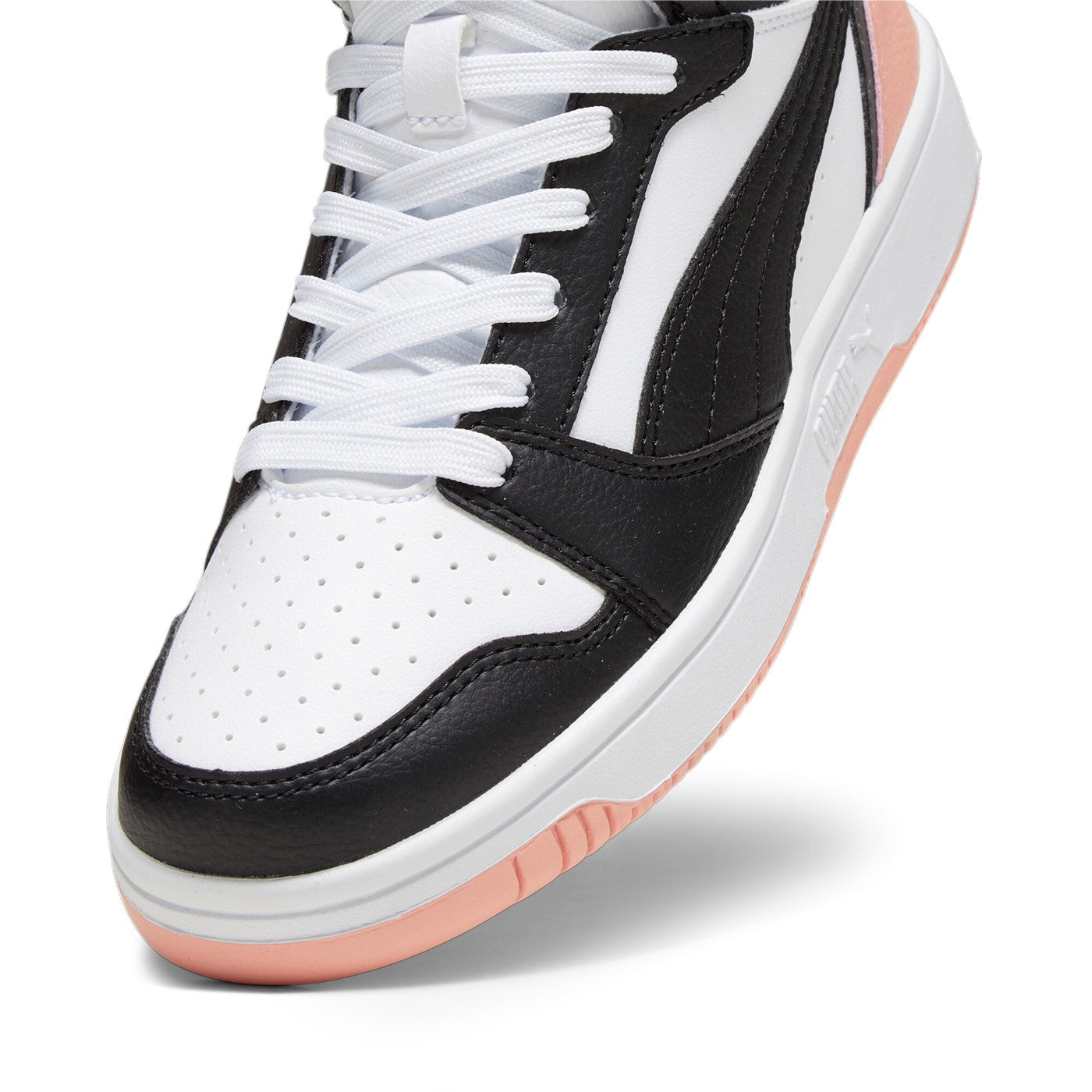 Puma Girls' Rebound v6 Mid High-Top Sneakers 393831 07 White-Black-Pink