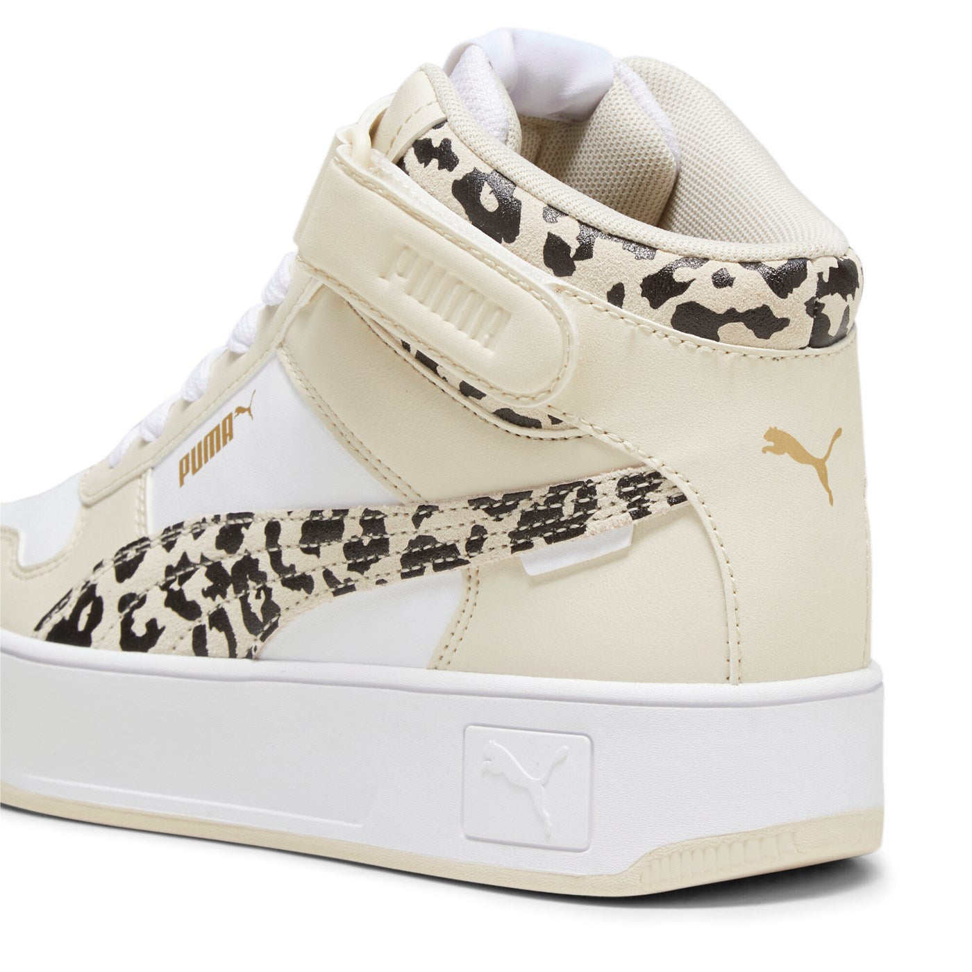 Puma Women's Carina Street Mid Animal Sneakers 394675-01 White-Beige