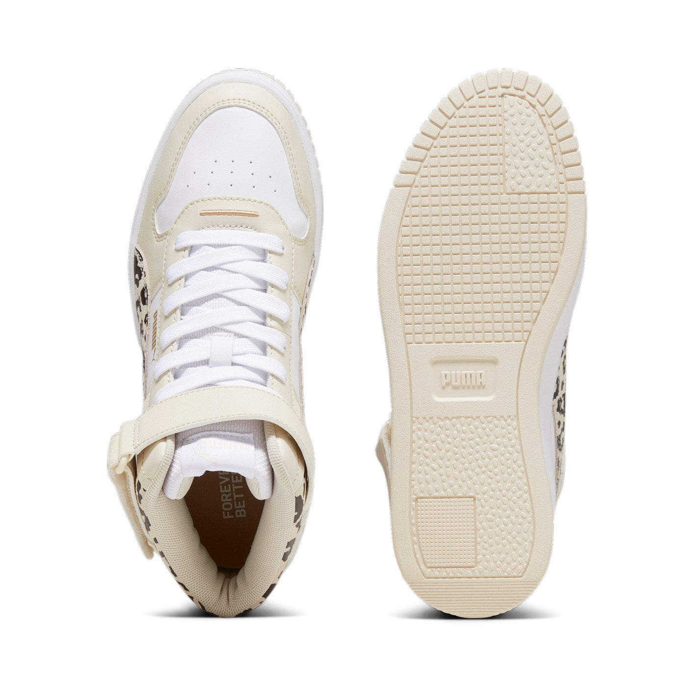 Puma Women's Carina Street Mid Animal Sneakers 394675-01 White-Beige