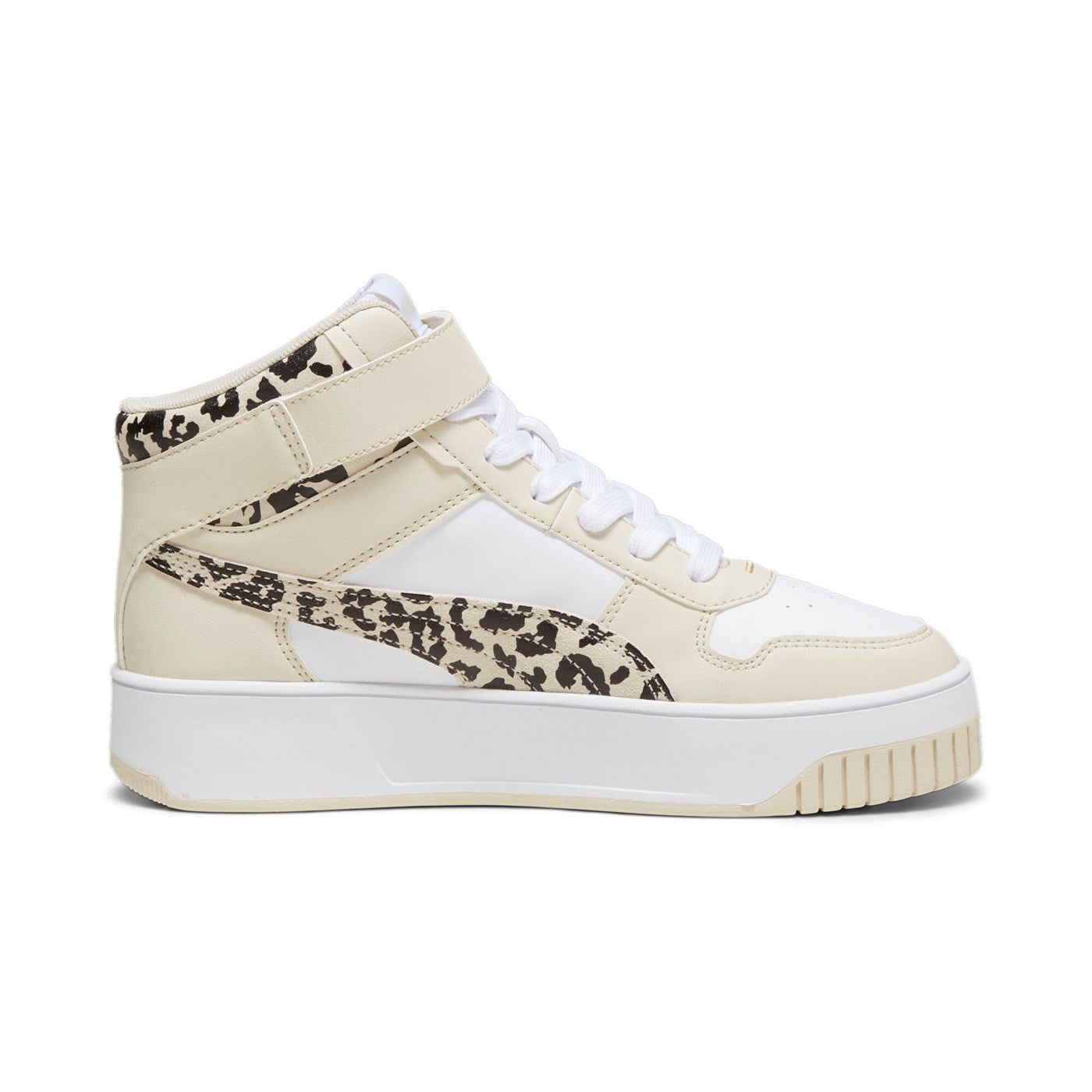 Puma Women's Carina Street Mid Animal Sneakers 394675-01 White-Beige
