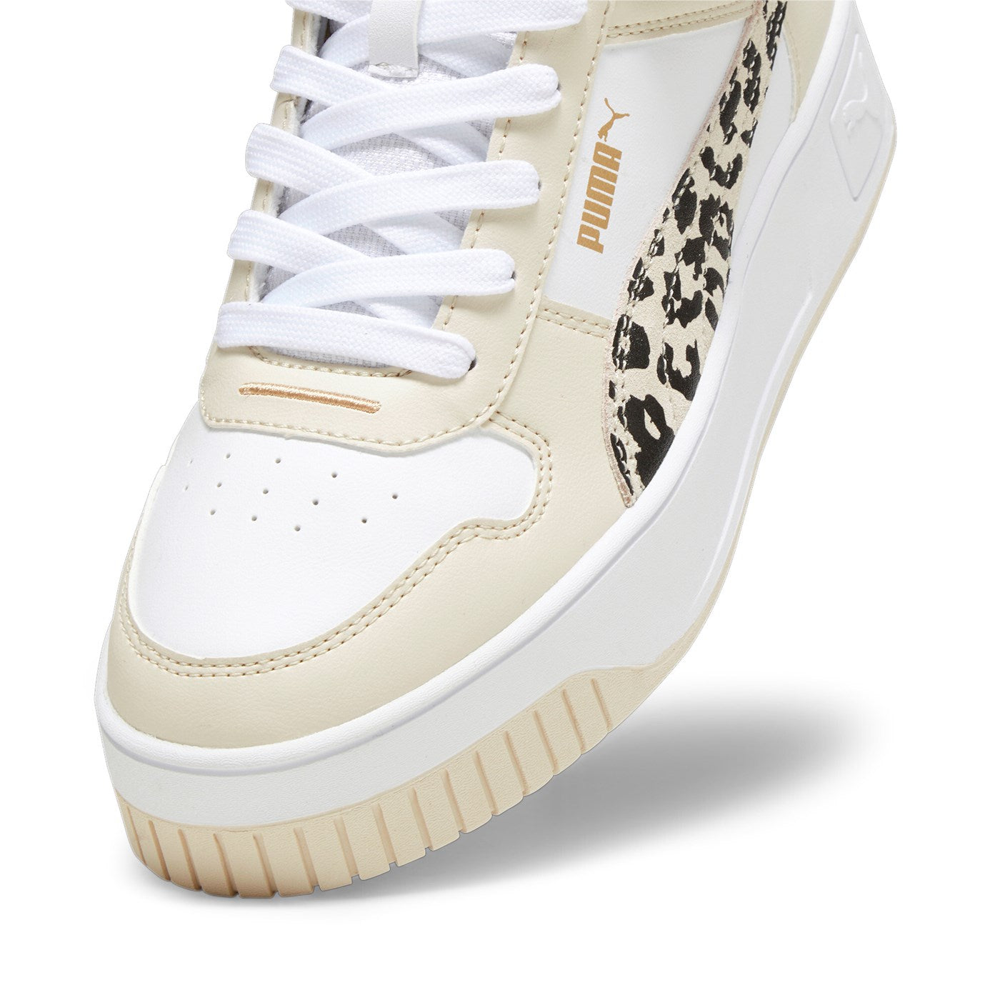 Puma Women's Carina Street Mid Animal Sneakers 394675-01 White-Beige