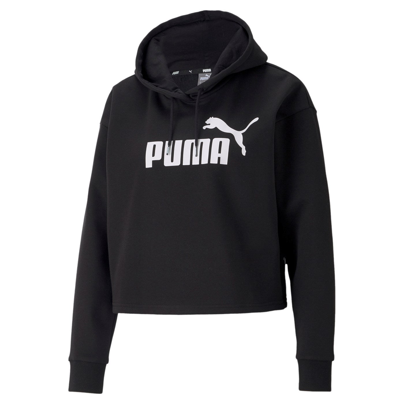 Puma Women's Cropped Hoodie with Large Logo 586869-01 Black