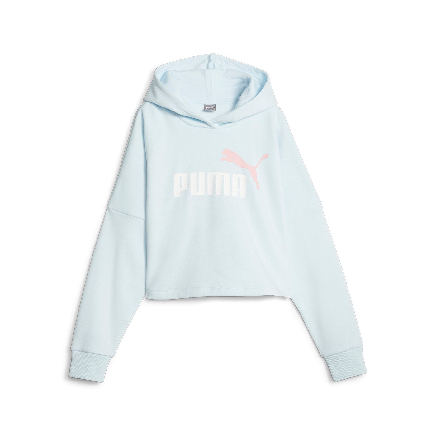Puma Girls' Cropped Logo Print Hoodie 671134 69 Sky Blue