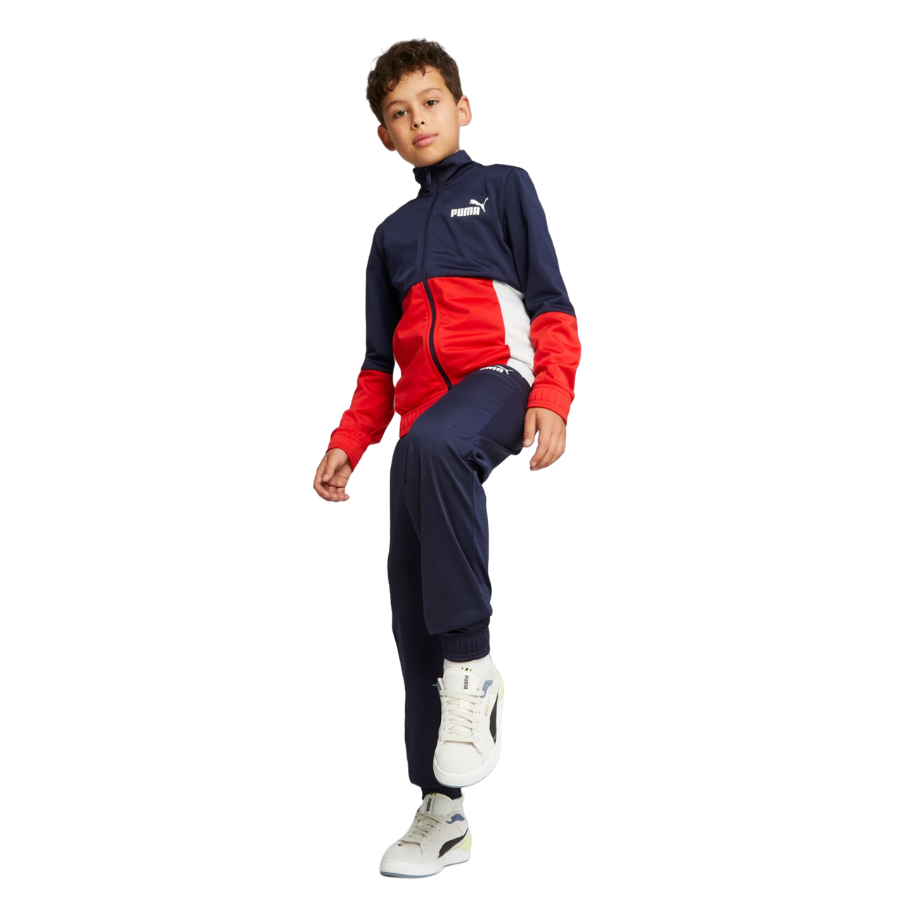 Puma Boy's Polyester Colorblock Tracksuit 676373-06 Blue-Red
