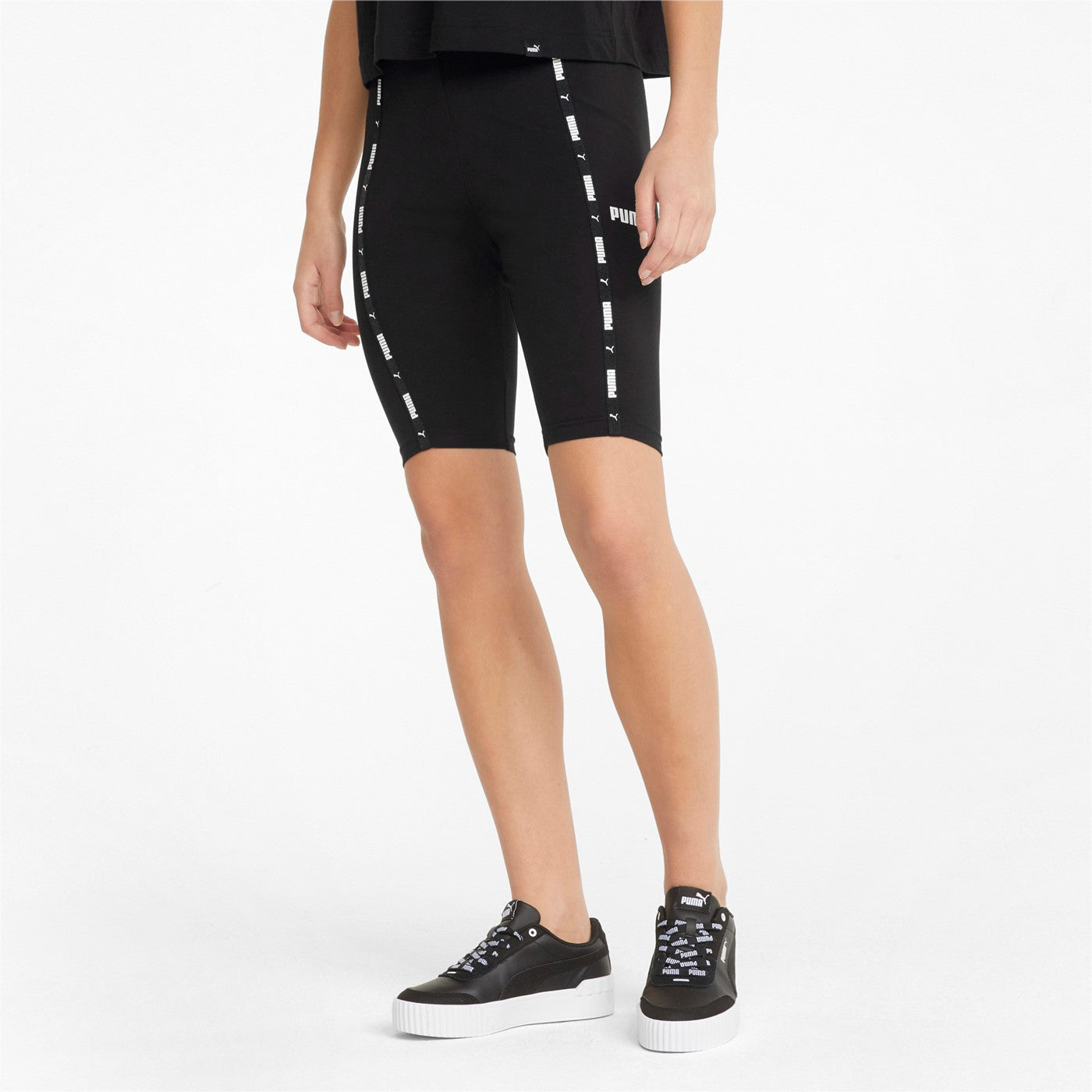Puma Women's Power 9" High-Waist Tape Stretchy Sports Shorts 847121 01 Black