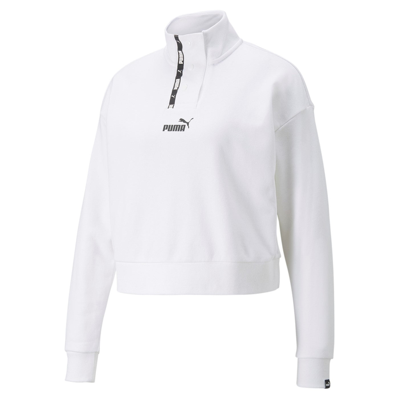 Puma Women's Half-Button Sweatshirt Power Tape Crew 847124-02 White