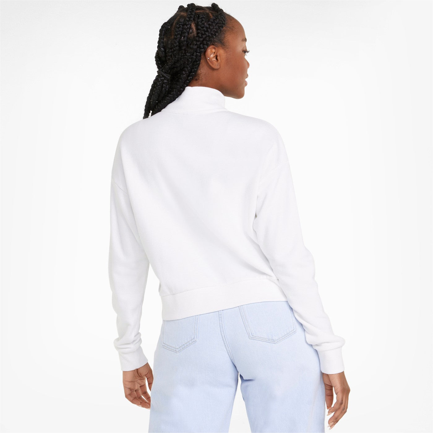 Puma Women's Half-Button Sweatshirt Power Tape Crew 847124-02 White