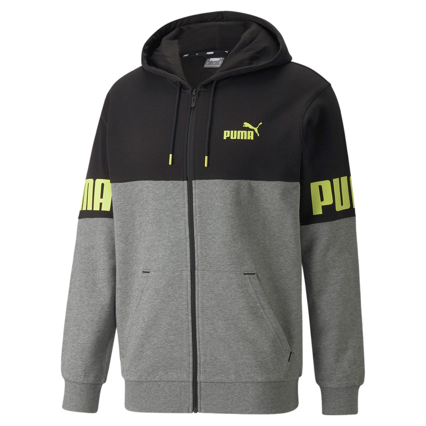 Puma Men's Power Colorblock Full-Zip Hoodie 847390 03 Black Grey
