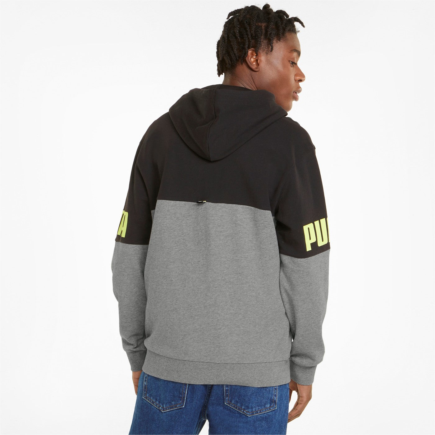 Puma Men's Power Colorblock Full-Zip Hoodie 847390 03 Black Grey