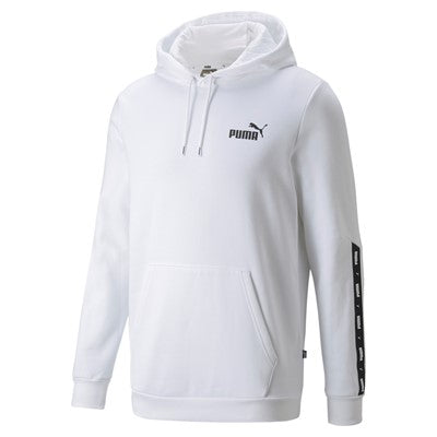 Puma Men's Hoodie with Hood and Front Pouch Pocket ESS+ Tape Hoodie FL 849040 02 white