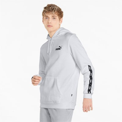 Puma Men's Hoodie with Hood and Front Pouch Pocket ESS+ Tape Hoodie FL 849040 02 white