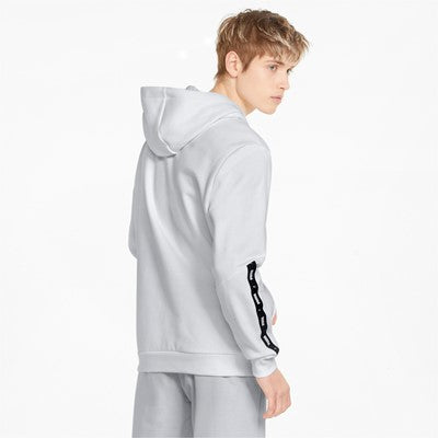 Puma Men's Hoodie with Hood and Front Pouch Pocket ESS+ Tape Hoodie FL 849040 02 white