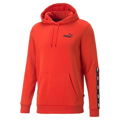 Puma Men's Hoodie with Hood and Front Kangaroo Pocket ESS+ Tape 849040 33 Red