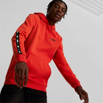 Puma Men's Hoodie with Hood and Front Kangaroo Pocket ESS+ Tape 849040 33 Red