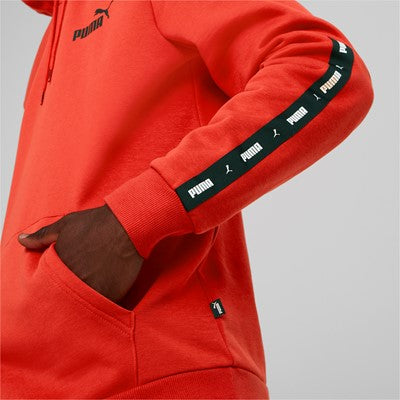Puma Men's Hoodie with Hood and Front Kangaroo Pocket ESS+ Tape 849040 33 Red