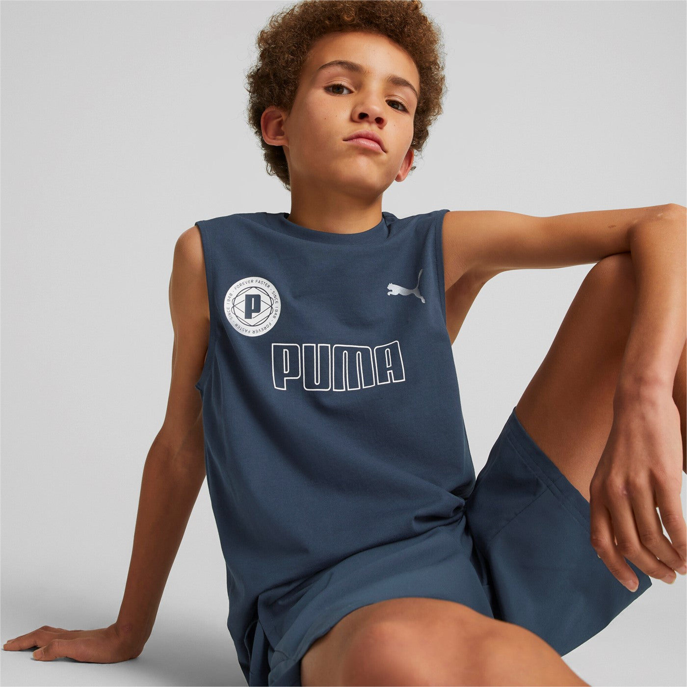Puma Boys' Active Sports Sleeveless T-Shirt 673201-16 dark night