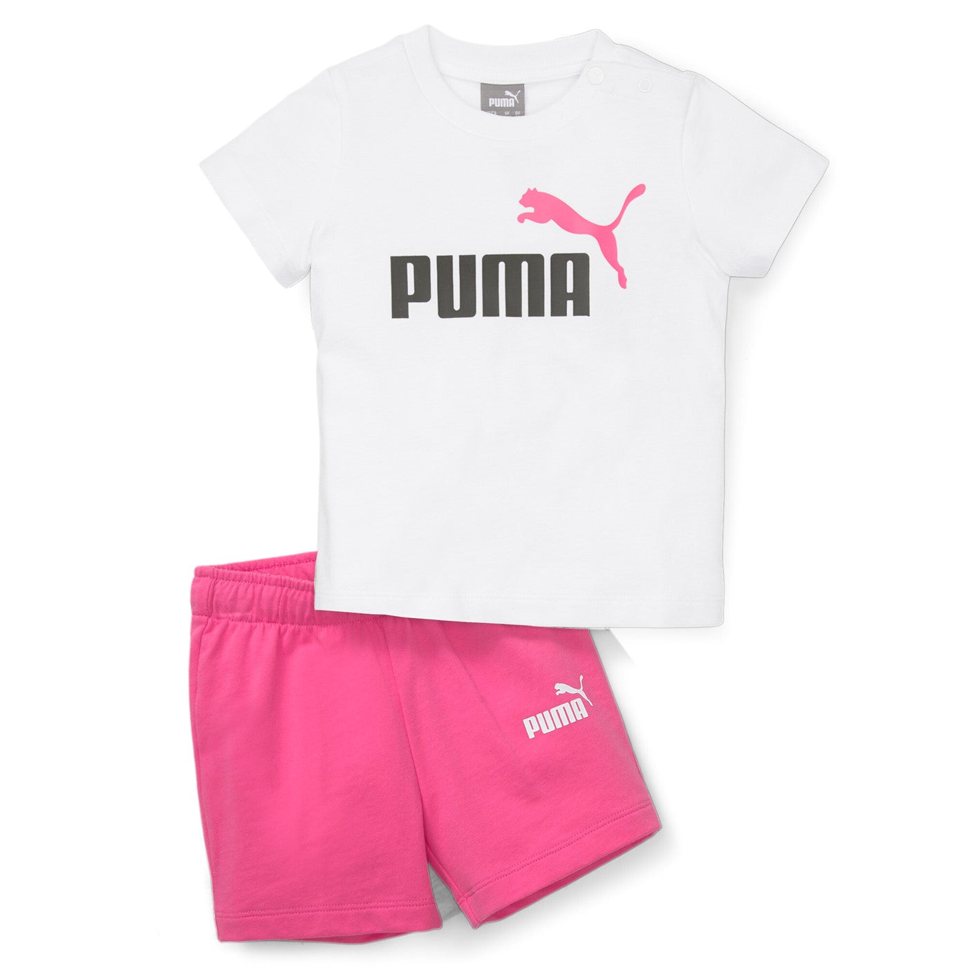 Puma Minicats Tee &amp; Short Infant Set 845839-52 White-Pearl Pink