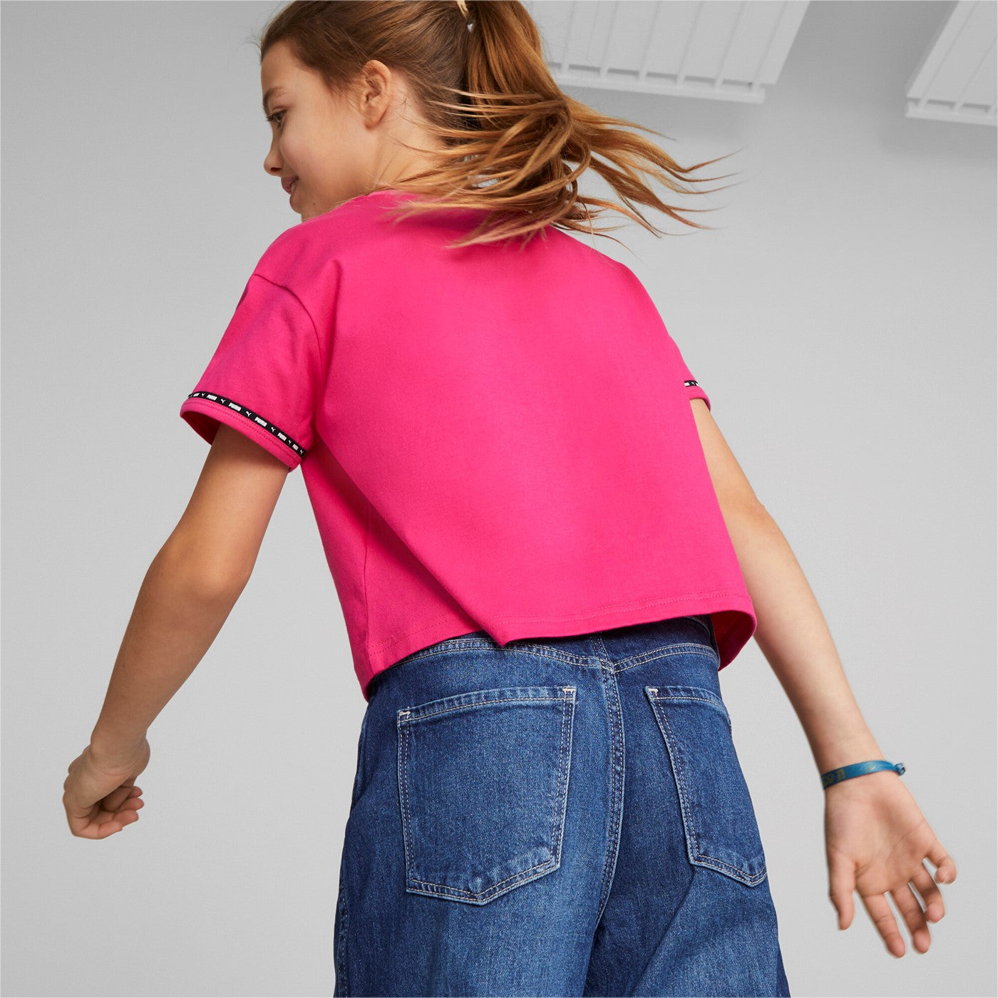 Puma Girl's Short Sleeve T-shirt Power Tape Tee 673544-64 orchid shadow