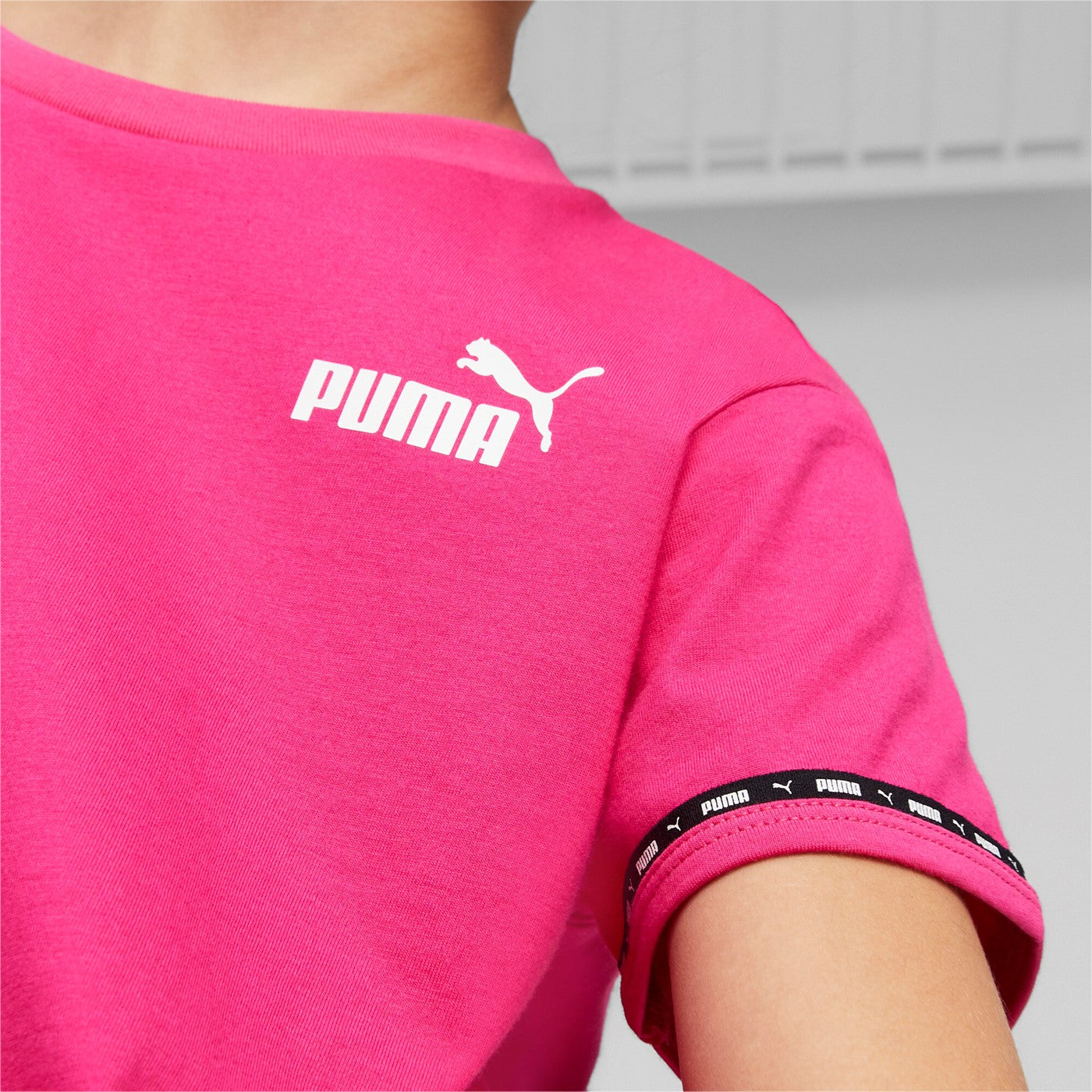 Puma Girl's Short Sleeve T-shirt Power Tape Tee 673544-64 orchid shadow
